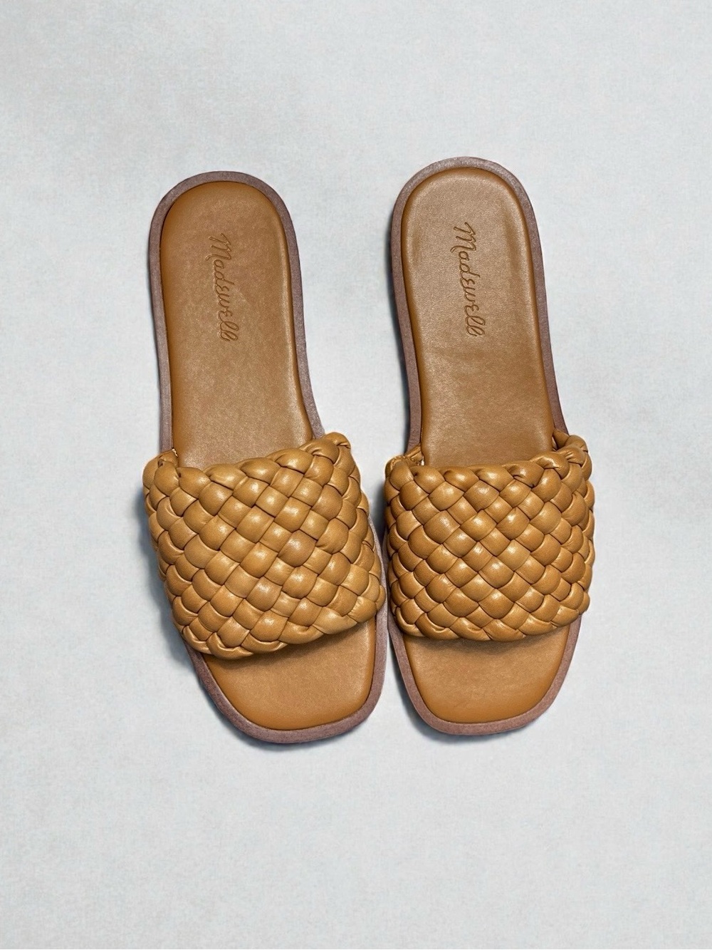 🌻NEW NWOT Madewell The Suzi Woven Leather Slide Sandal in Toffee Size 8